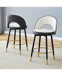 Clihome Set of 2 Modern Upholstered Bar Chair 360 Degree Rotatable