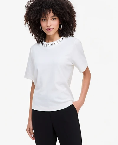 I.n.c. International Concepts Women's Embellished Crewneck T-Shirt, Macy's Exclusive