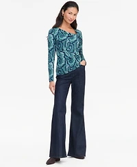 I.n.c. International Concepts Women's Paisley-Print Cowl-Neck Long-Sleeve Blouse, Macy's Exclusive