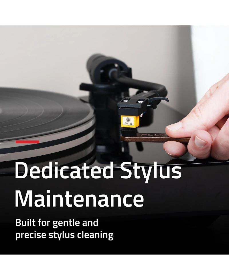 Fluance Turntable Stylus Cleaning Brush Ultra-Fine Bristles Beech Wood