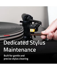 Fluance Turntable Stylus Cleaning Brush Ultra-Fine Bristles Beech Wood