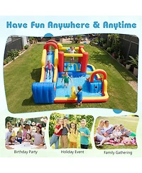 Hongge 7-in-1 Outdoor Bounce House with Dual Slides & 680W Blower, Accommodates 2 Kids, Ages 3-12