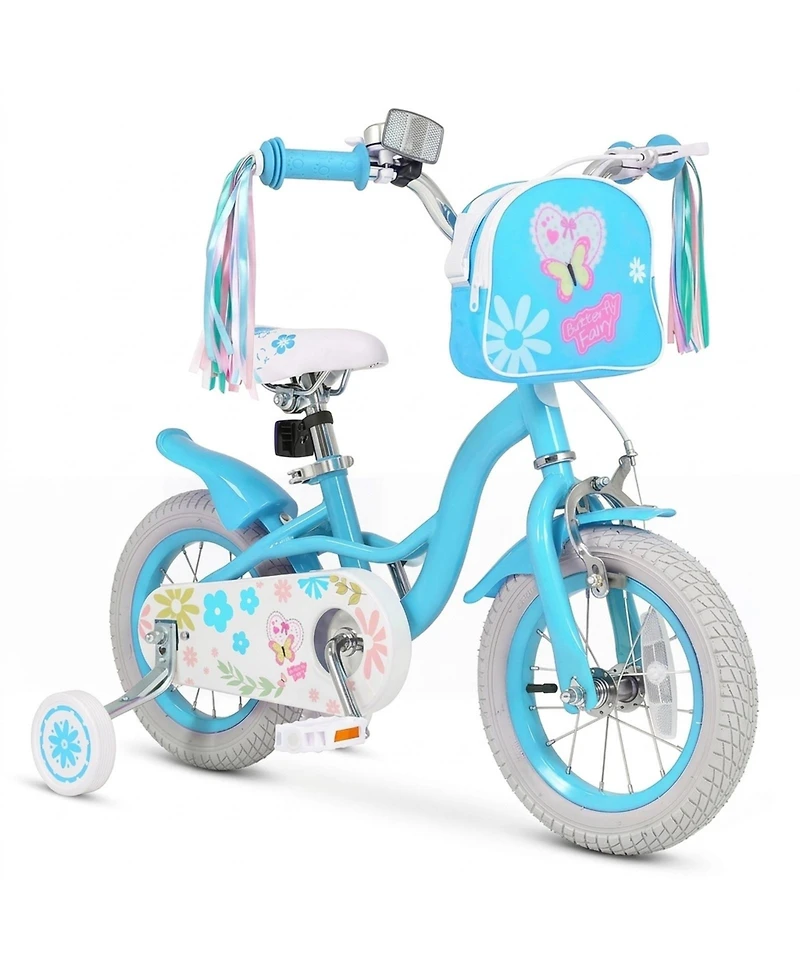 Hongge 12-Inch Girls Bike with Detachable Training Wheels, 110 Lbs Capacity, Ages 3-4