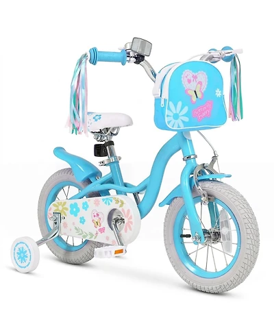 Hongge 12-Inch Girls Bike with Detachable Training Wheels, 110 Lbs Capacity, Ages 3-4
