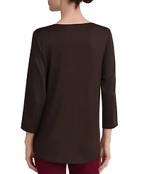 Jones New York Women's 3/4-Sleeve Buckle-Trim Keyhole Jersey Top