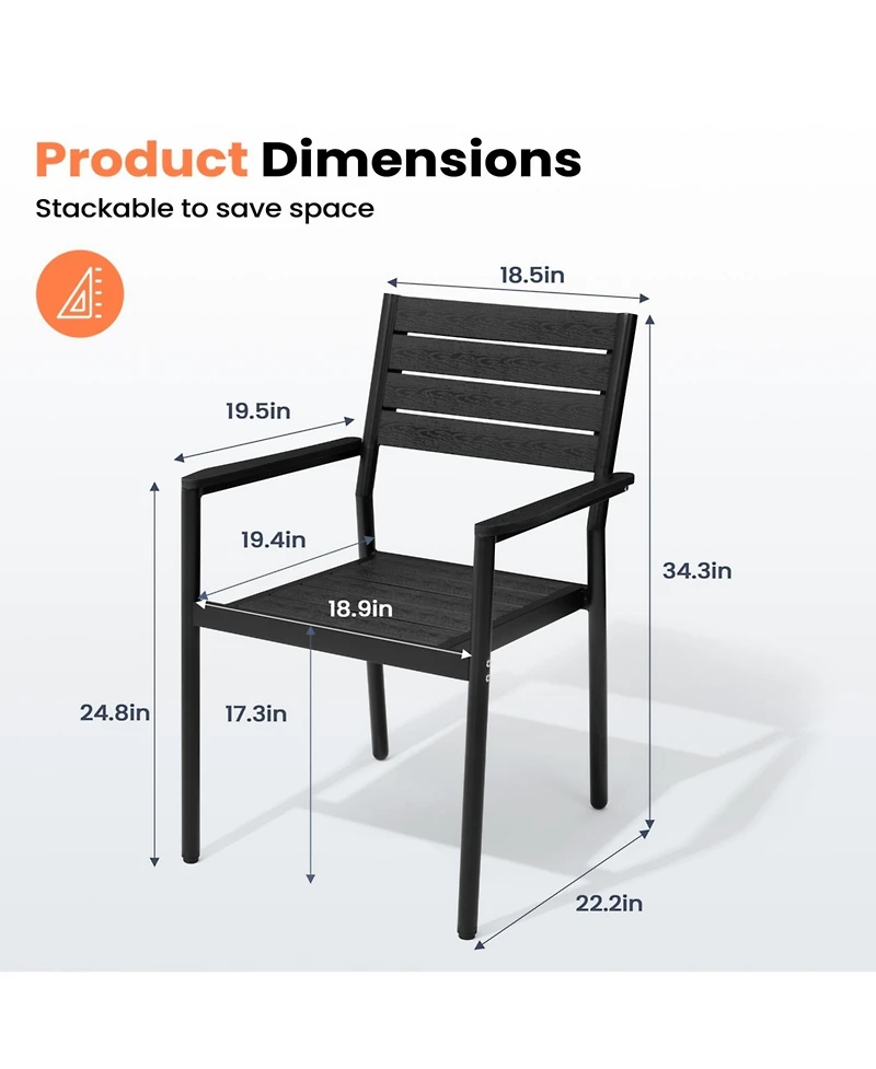 Pellebant Outdoor Patio Aluminum Dining Chairs with Armrest