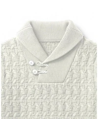 Hope & Henry Toddler Boys Organic Long Sleeve Intarsia Shawl Collar Sweater with Elbow Patches
