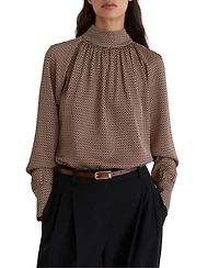 Reiss Women's Geometric-Print Tie-Neck Blouse