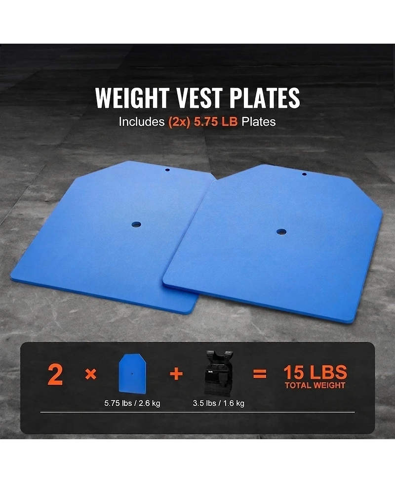 Sugift 5.75 Lb Pair Steel Weight Vest Plates Ergonomic Fit for Strength Training Running Fitness