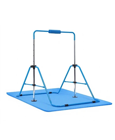 Sugift Kids Folding Gymnastic Kip Bar With Mat 140 lbs Capacity 5-Level Adjustable Height 36-52 in