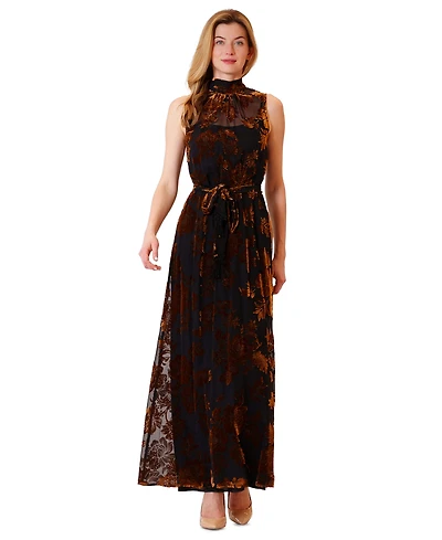Julia Jordan Women's Velvet-Print Floral A-Line Dress
