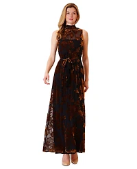 Julia Jordan Women's Velvet-Print Floral A-Line Dress