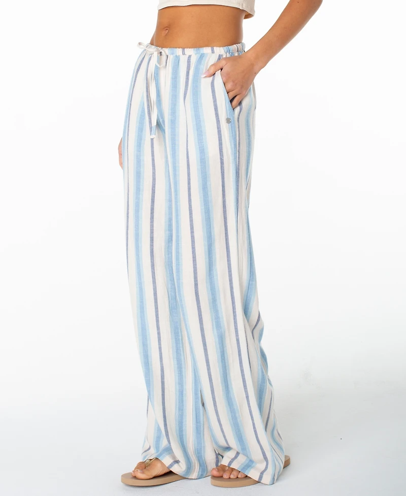 Roxy Women's Iyla Wide-Leg Low-Rise Stripe Pants