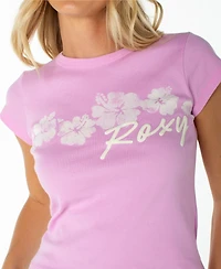 Roxy Women's Floating Hibiscus Graphic 90s Inspired Crewneck T-Shirt