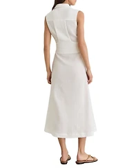 Reiss Women's Morgan Sleeveless Midi Cotton Dress with Side Pockets