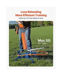 Sugift 50 Clay Pigeon Thrower 55 Plus Yards Automatic Skeet and Trap Launcher with Adjustable Angle Foot Pedal