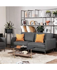 Sugift Modern Fabric Loveseat with Removable Zippered Backrest Cushions and Metal Legs
