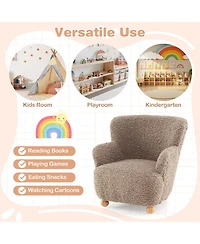 Sugift Kids Sherpa Upholstered Armchair with Spring-Loaded Cushion and Rubber Wood Legs