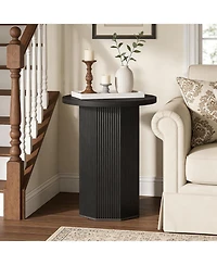 Tribesigns Round Pedestal End Table with Fluted Base