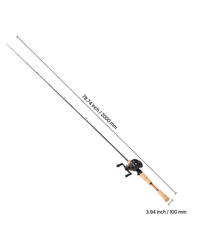 Sugift IM7 Carbon Fiber Baitcasting Rod and Reel Combo 6 Plus 1 Bb 7.0:1 Gear Ratio Cork Handle
