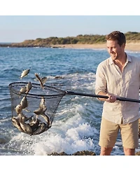 Sugift Fishing Landing Net with Telescopic 2-Section 6063 Aluminum Handle Pvc Covered Nylon