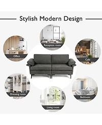 Sugift Modern Upholstered Loveseat Sofa with Spring System Armrest Pillows and Metal Legs