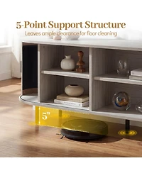 Sugift Tv Stand for TVs with Fluted Sliding Doors and 8 Storage Compartments
