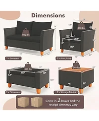 Sugift 7-Piece Patio Pe Rattan Sectional Sofa Set with Storage Tables and Ottomans