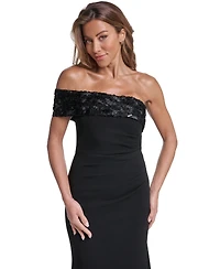 Eliza J Petite One-Shoulder Embellished Formal Gown