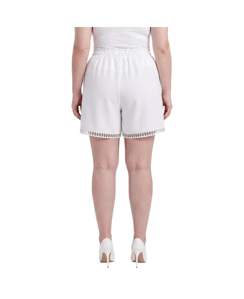 Standards & Practices Plus High-Rise Lace-Hem Shorts with Pockets, 6" Inseam