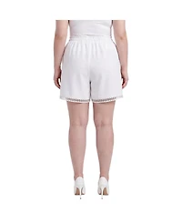 Standards & Practices Plus High-Rise Lace-Hem Shorts with Pockets, 6" Inseam