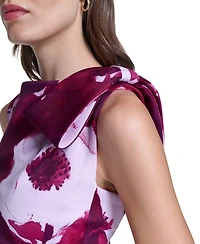 Calvin Klein Women's Floral Boat Neck Shoulder-Bow Dress
