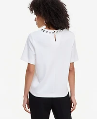 I.n.c. International Concepts Women's Embellished Crewneck T-Shirt, Macy's Exclusive