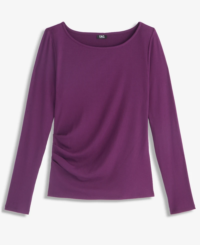 I.n.c. International Concepts Women's Long Sleeve Rib-Knit Boat Neck Top, Macy's Exclusive