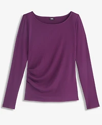 I.n.c. International Concepts Women's Long Sleeve Rib-Knit Boat Neck Top, Macy's Exclusive
