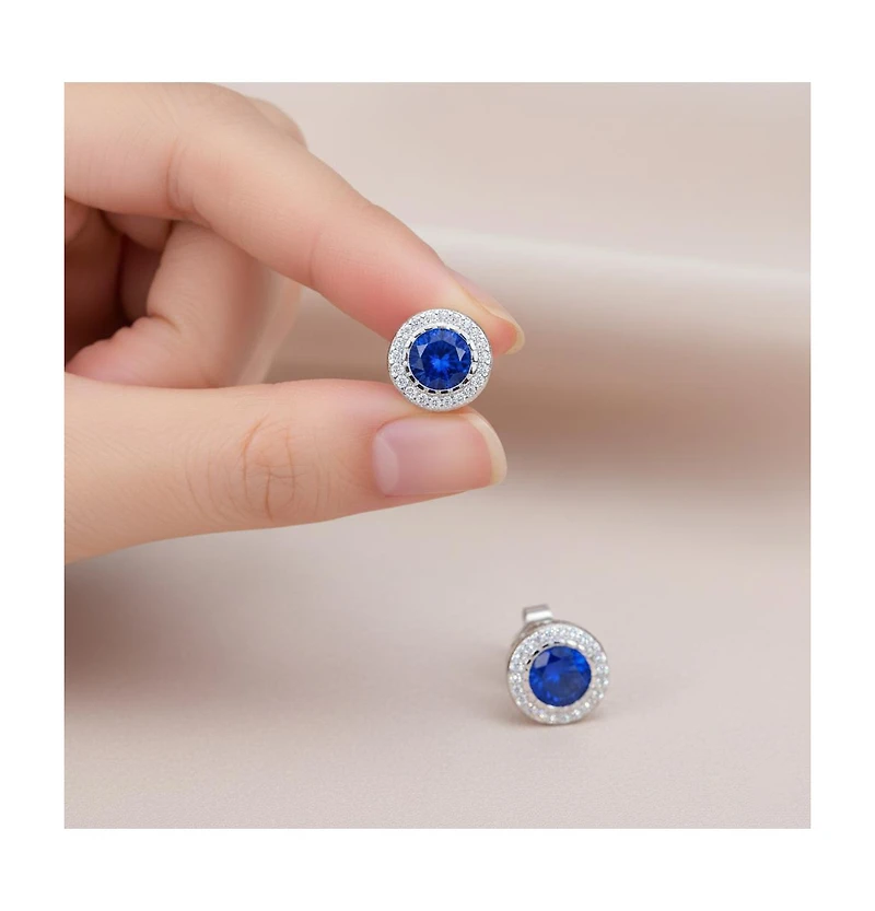Classy Cubic Zirconia Round Halo Stud Earrings