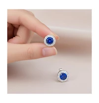 Classy Cubic Zirconia Round Halo Stud Earrings