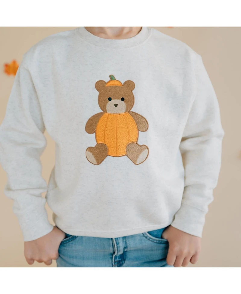 Sweet Wink Big Boys Pumpkin Teddy Bear Patch Sweatshirt