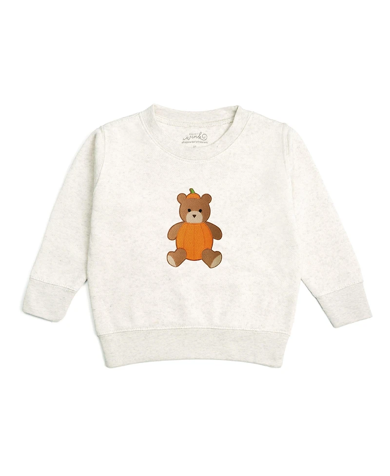 Sweet Wink Big Boys Pumpkin Teddy Bear Patch Sweatshirt