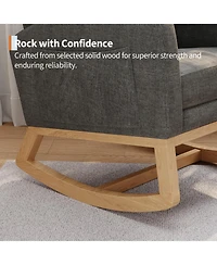 homfan Modern Rocking Chair for Living Room, Comfortable Recliner Rocker with Side Pocket, Soft Linen Upholstered Glider Bedroom, Nursery