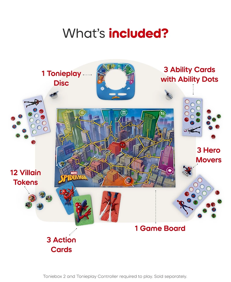 Tonies Tonieplay Marvel Spider-Man Neighborhood Hero Board Game, Ages 7+