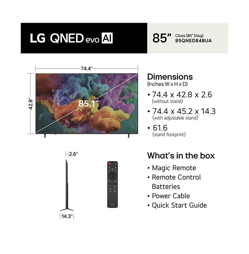 Lg Class QNED84B Series 4K Mini Led evo Ai Smart Tv - 85QNED84BUA