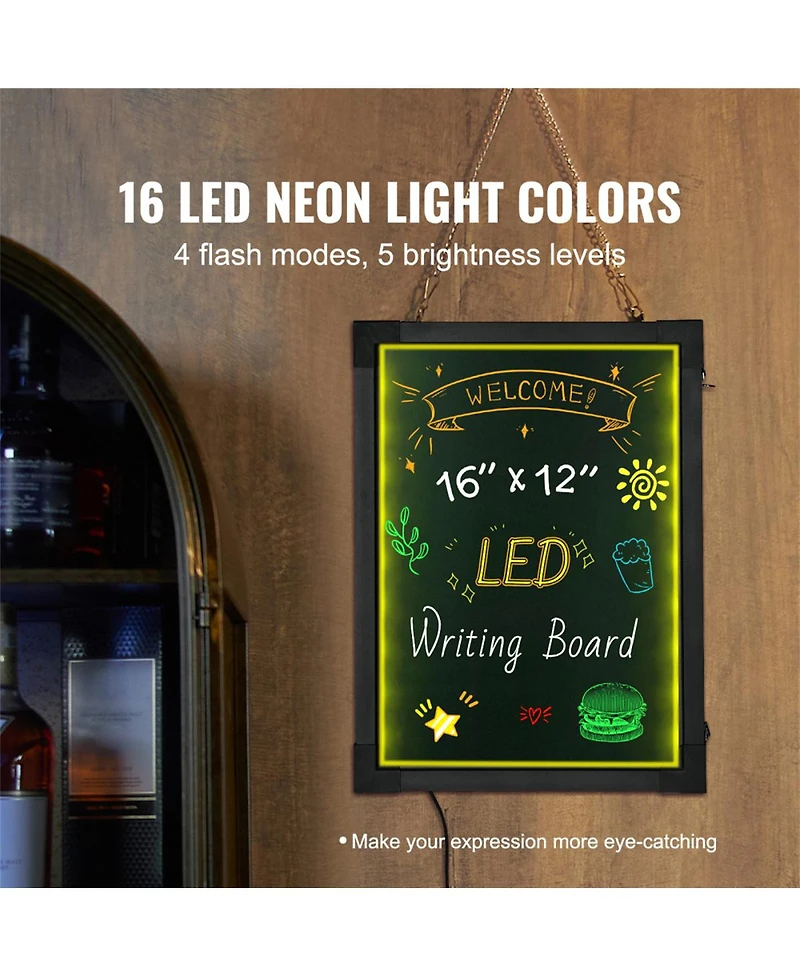 Yobtop Led Message Writing Board Illuminated Erasable Chalkboard, Neon Menu Sign with 8 Markers and Remote Control