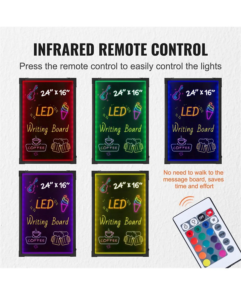 Yobtop Led Message Writing Board Illuminated Erasable Lighted Chalkboard, Neon Effect Menu Sign, Drawing Board with 8 Markers and Remote