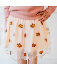 Sweet Wink Big Girls Pumpkin Sequin Scallop Tutu Skirt
