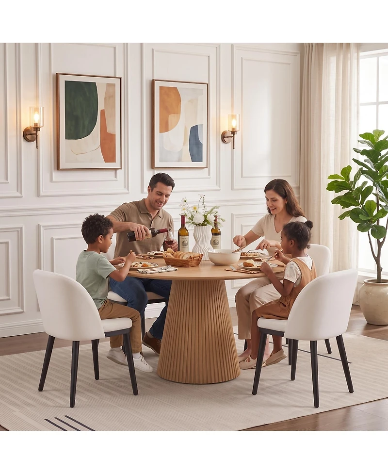 Gaomon Wooden Dining Chairs Set of 4,Upholstered Kitchen Dining Room Chair,Modern Linen Fabric hollowed out Dinner Chair with Leveling Feet