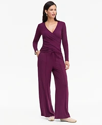 I.n.c. International Concepts Women's Long-Sleeve V-Neck Side-Ruching Wrap Top, Macy's Exclusive