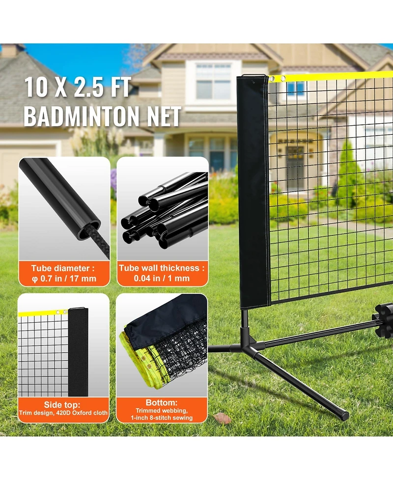 Sugift Foldable Height Adjustable Multi-Sport Net Set with Poles Stand and Carry Bag