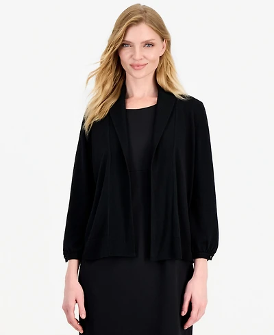 Kasper Women's Turn Back Collar Kissing Frt Shawl Open Front Cardigan