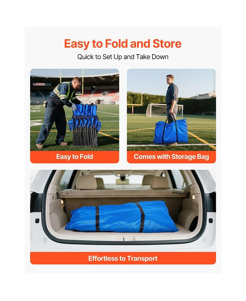Sugift Portable 6-Seat Folding Soccer Bench with Side Pockets Carrying Bag and Back Rest